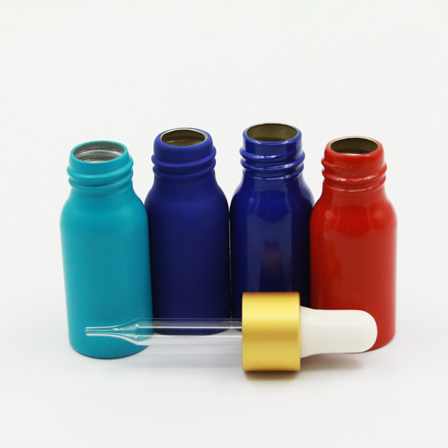Empty aluminum cosmetic bottle essential oil bottle dropper bottle 30ml  with aluminum dropper