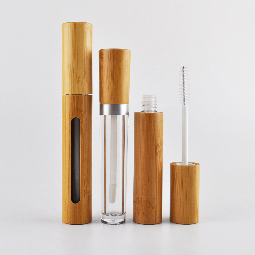 Empty bamboo eyeliner bottle container eyelashes tube mascara tube bamboo container