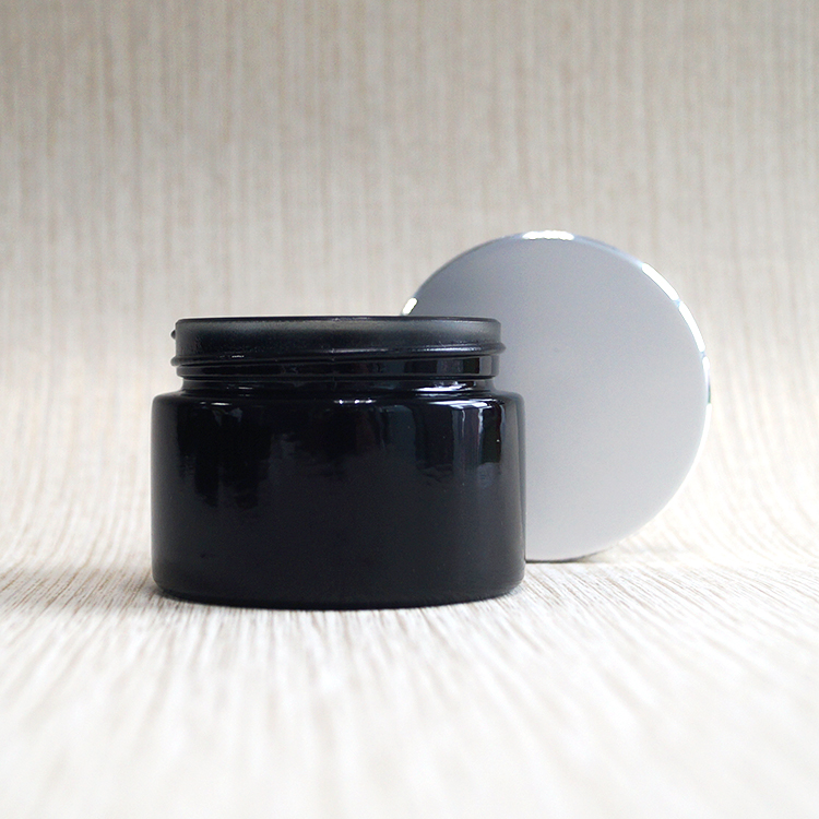 Empty beard balm container 50ml black cosmetics glass cream jar for cosmetic packaging