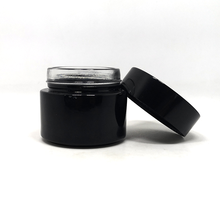Empty beard balm container 50ml black cosmetics glass cream jar for cosmetic packaging