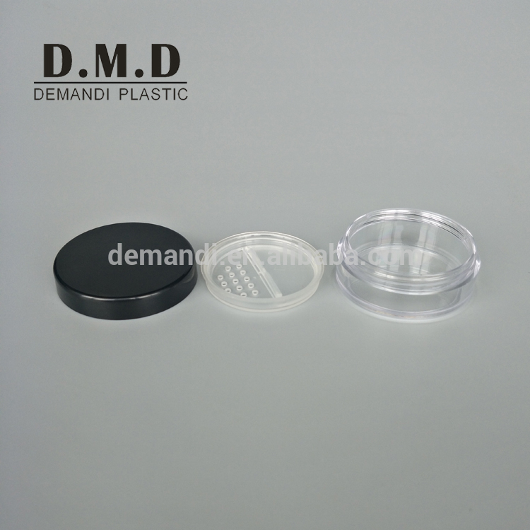 Empty black 10ml 5ml 20ml loose powder jar with rotating sifter