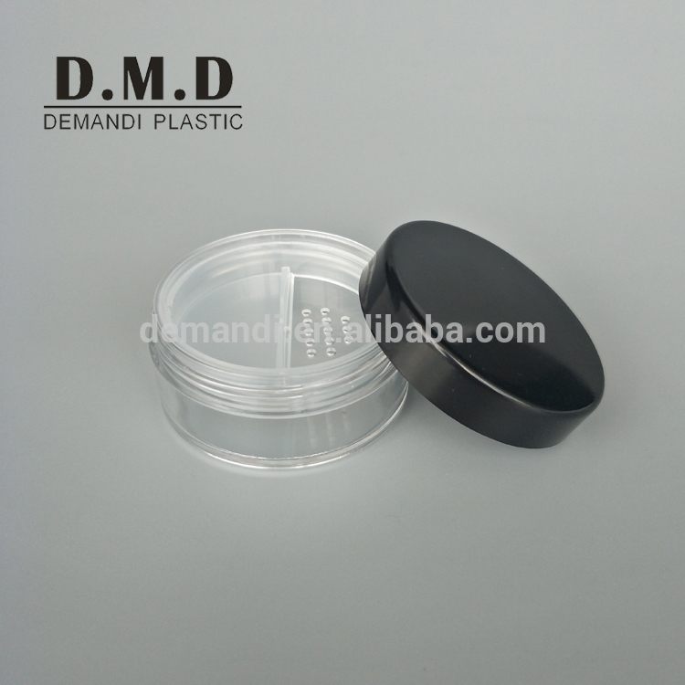 Empty black 10ml 5ml 20ml loose powder jar with rotating sifter