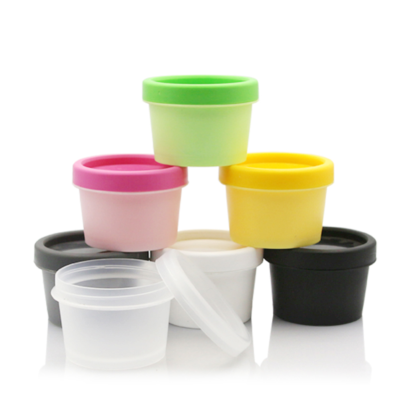 Empty blue pink green white black container face mask cream cosmetic jar