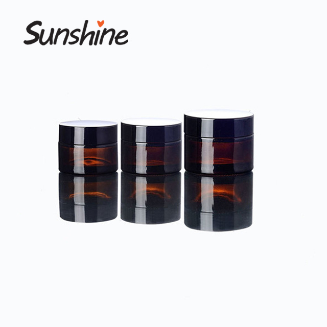 Empty brown glass jar with lid widely use cream cosmetic glass jar