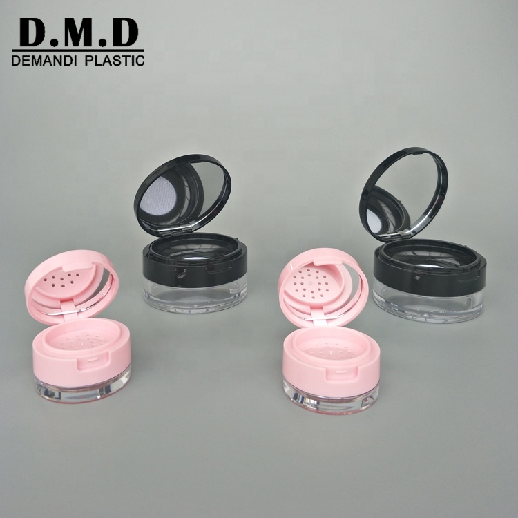 Empty clear 3 grams 5 grams 10 grams 10grams 10 ml black pink make up loose powder jar with mirror