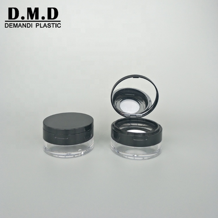 Empty clear 3 grams 5 grams 10 grams 10grams 10 ml black pink makeup loose powder jar with mirror