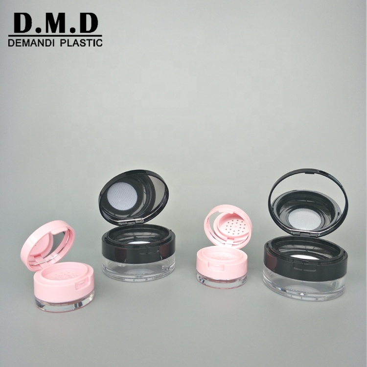 Empty clear 3 grams 5 grams 10 grams 10grams 10 ml black pink makeup loose powder jar with mirror