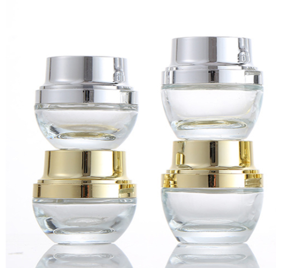 Empty clear 30ml facial serum dropper bottle cosmetic foundation bottle with gold silver dropper cap