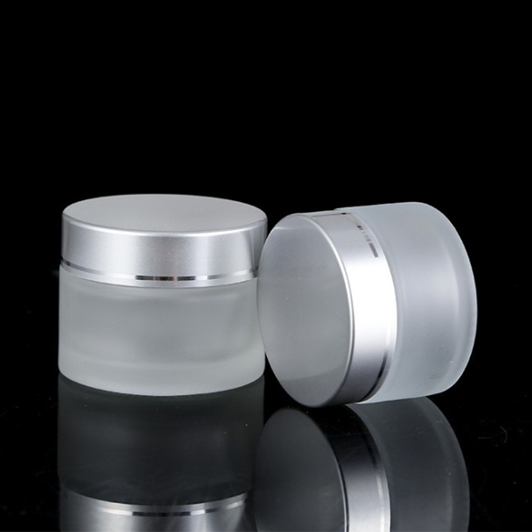 Empty clear 5g 10g 15g 20g 30g 50g 100g cream jar skin care cream glass cosmetic jar with silver aluminum lid