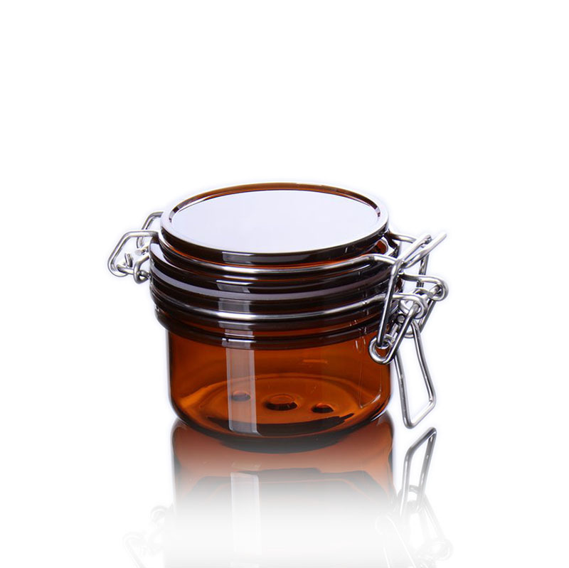 Empty clear amber 120ml plastic PET facial mask jar