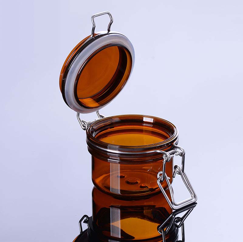 Empty clear amber 120ml plastic PET facial mask jar