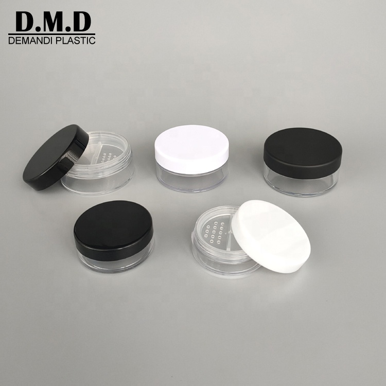 Empty clear black 5ml 5 grams 10ml 10 grams 20ml 20 grams loose powder jar with sifter