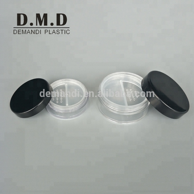 Empty clear black 5ml 5 grams 10ml 10 grams 20ml 20 grams loose powder jar with sifter