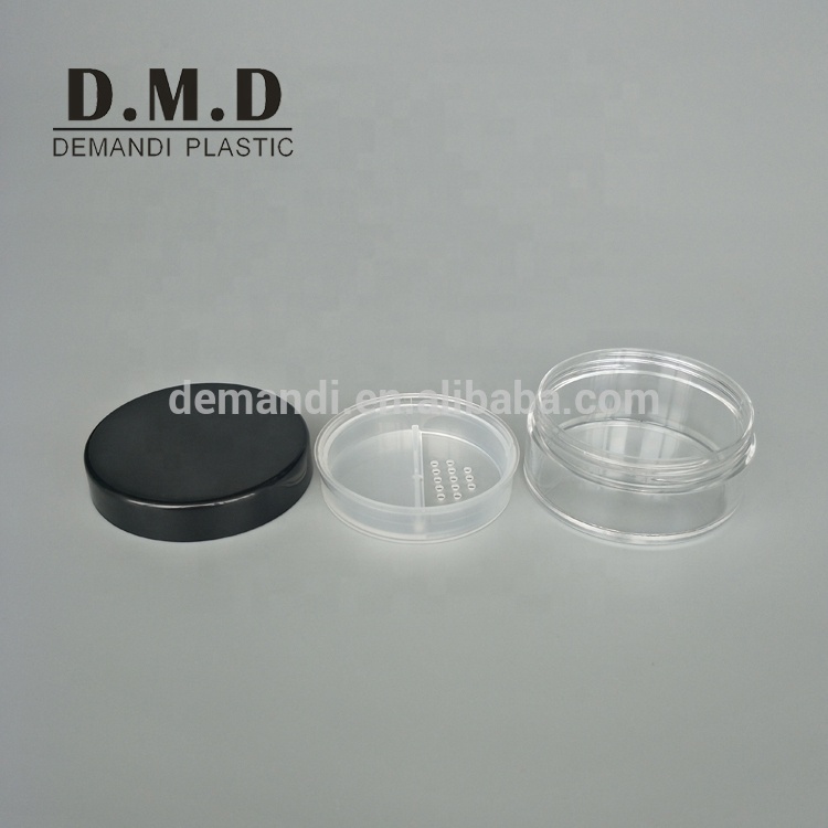 Empty clear black 5ml 5 grams 10ml 10 grams 20ml 20 grams loose powder jar with sifter