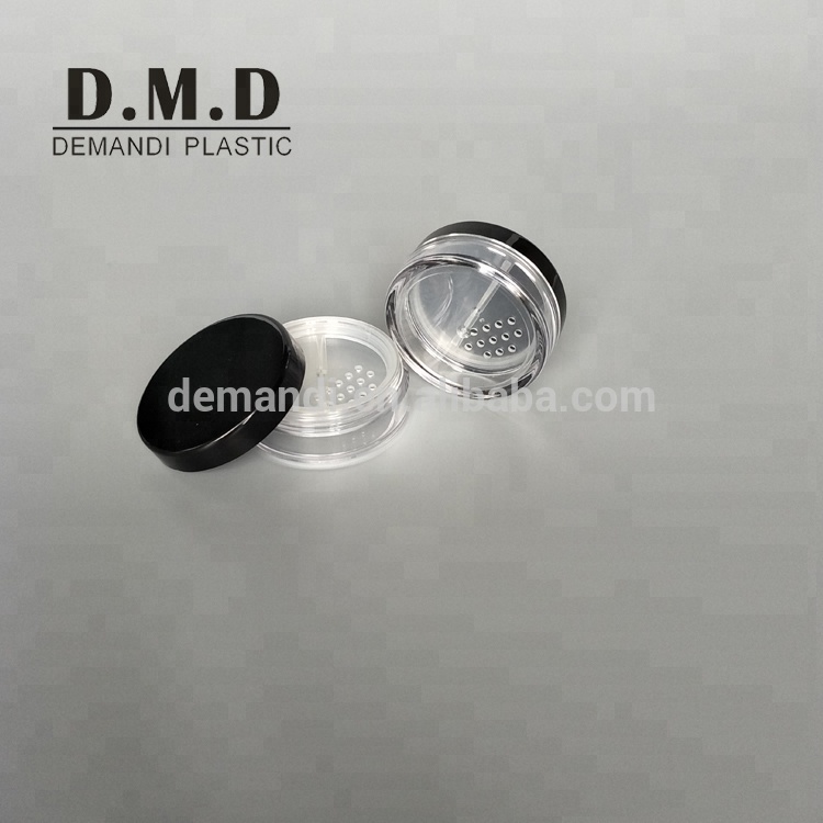 Empty clear black 5ml 5 grams 10ml 10 grams 20ml 20 grams loose powder jar with sifter