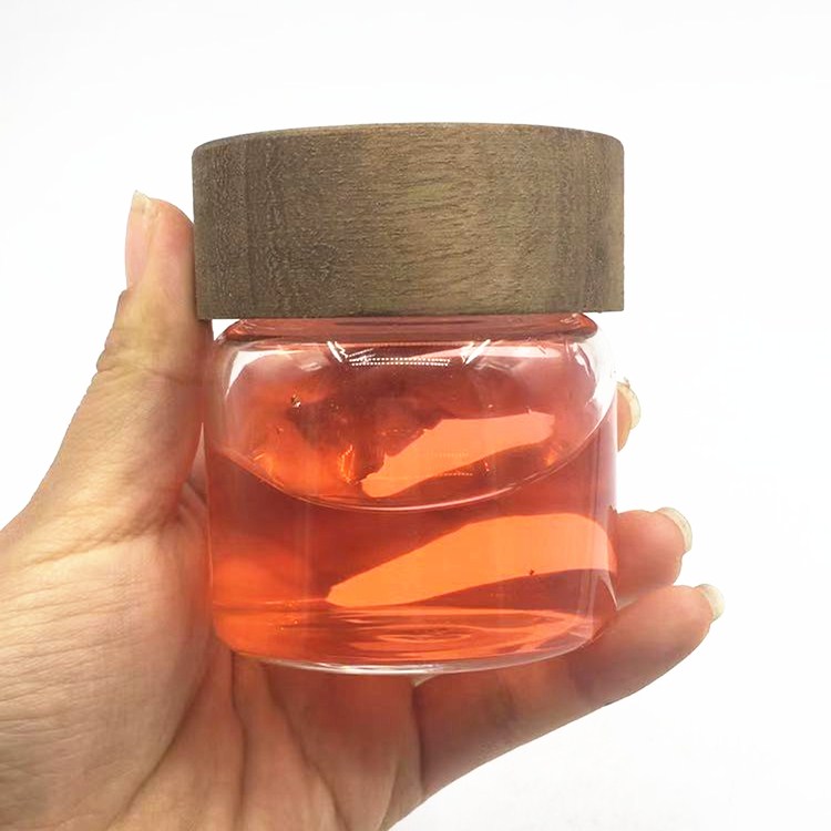 Empty clear container storage jar bottles 120ml 4oz 150g Borosilicate glass jam honey packing jar with wooden lids