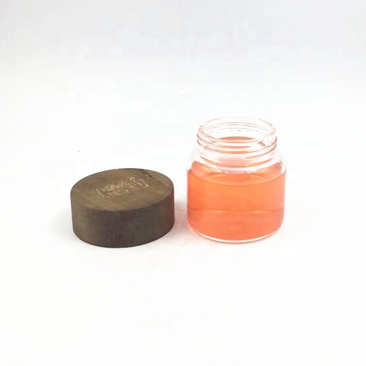 Empty clear container storage jar bottles 120ml 4oz 150g Borosilicate glass jam honey packing jar with wooden lids