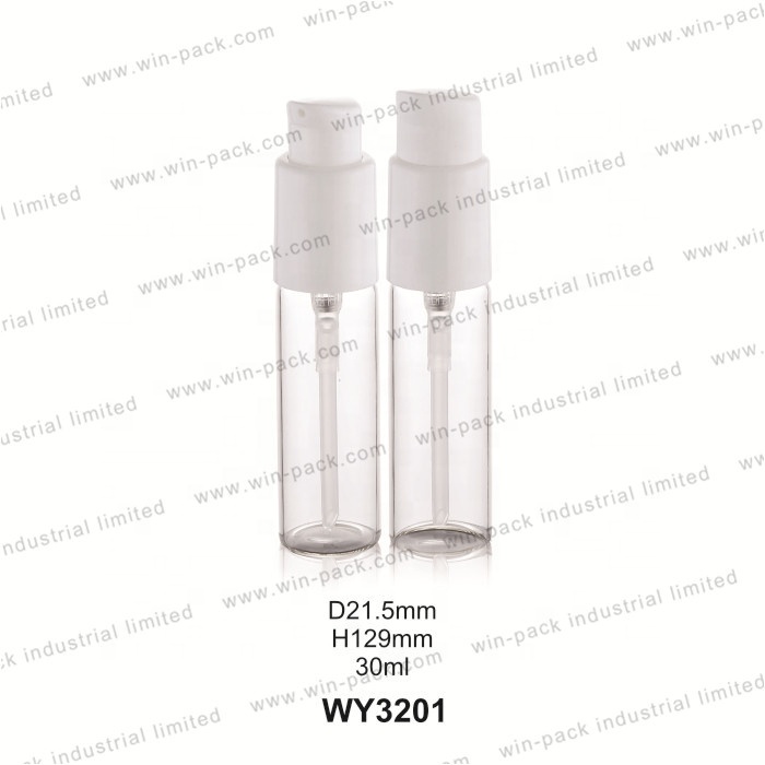 Empty clear custom glass cosmetic pump serum bottle packaging 10ml 15ml 20ml 25ml 30ml
