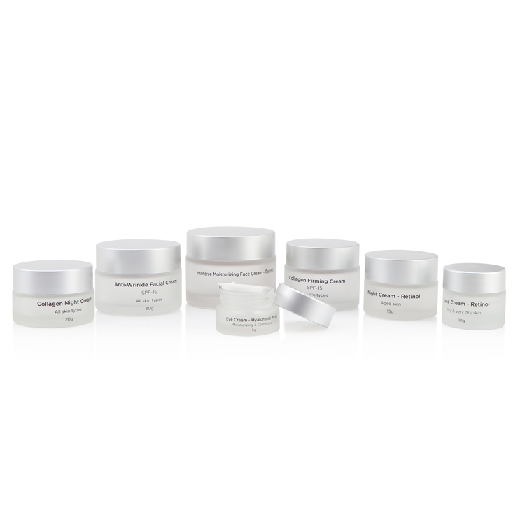 Empty clear glass material skincare eye body cream jar for cosmetic packaging