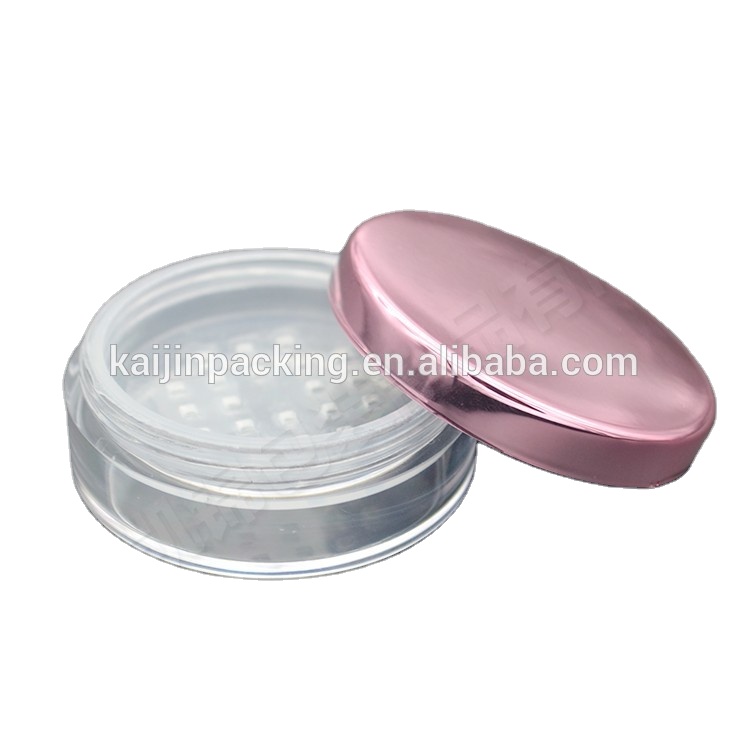 Empty clear round loose powder case cosmetic packaging