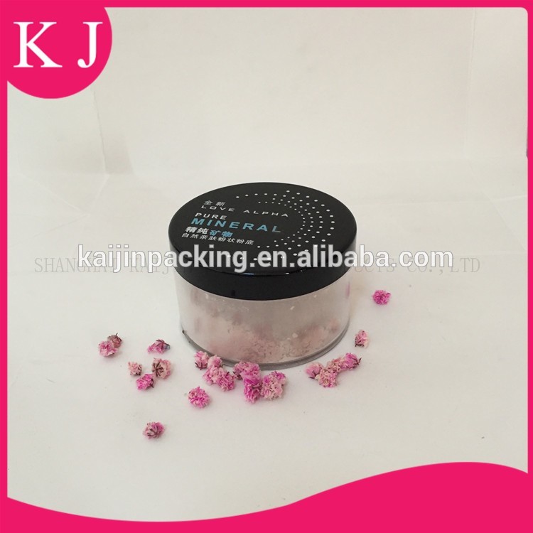 Empty clear round loose powder case cosmetic packaging