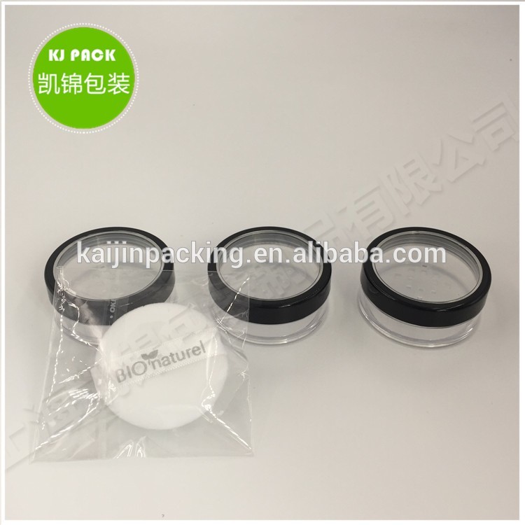 Empty clear round loose powder case cosmetic packaging
