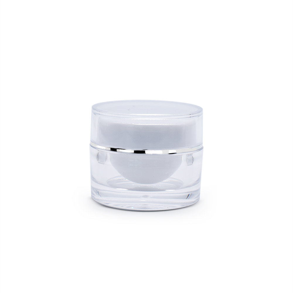 Empty container cosmetic jar plastic empty 30g clear acrylic cosmetic jars with silver line