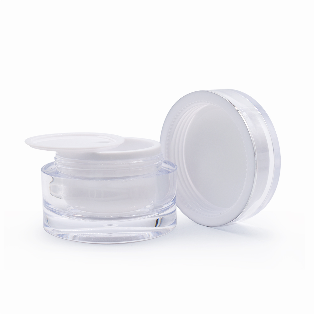 Empty container cosmetic jar plastic empty 30g clear acrylic cosmetic jars with silver line
