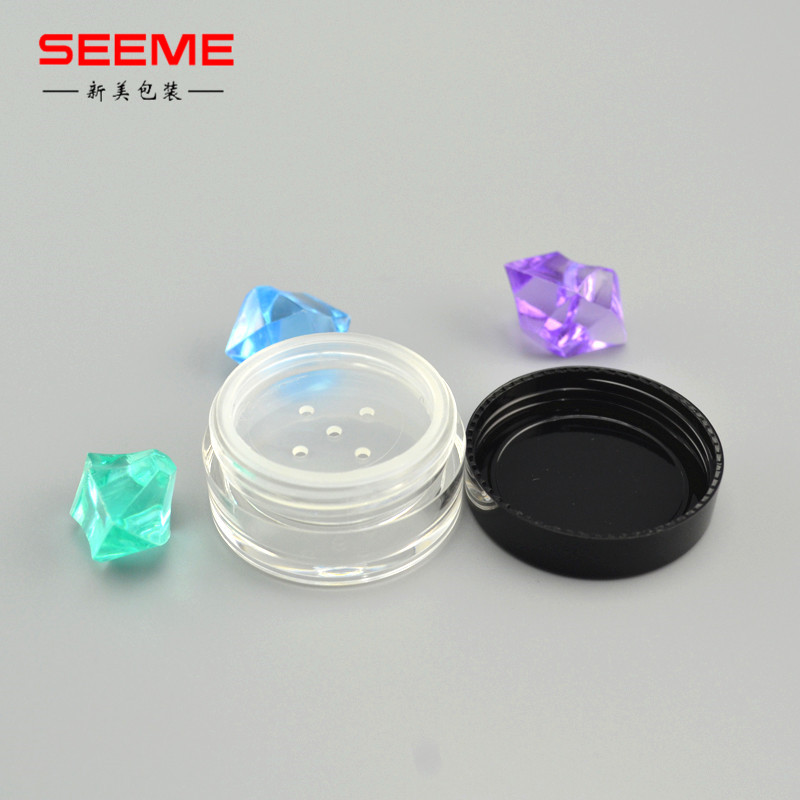 Empty cosmetic 3g 5g 10g 20g 30g round loose powder jar with sifter