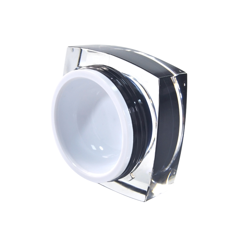 Empty cosmetic 5g 15g 30g 50g 100g white black lotion container double wall square acrylic cosmetic cream jar