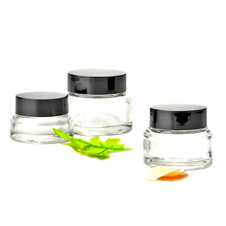 Empty cosmetic amber green color glass jar cosmetic blue jars for face creams with lids