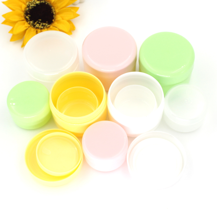 Empty cosmetic container packaging 20g 50g 100g 250g PP clear white pink yellow green plastic facial cream jar