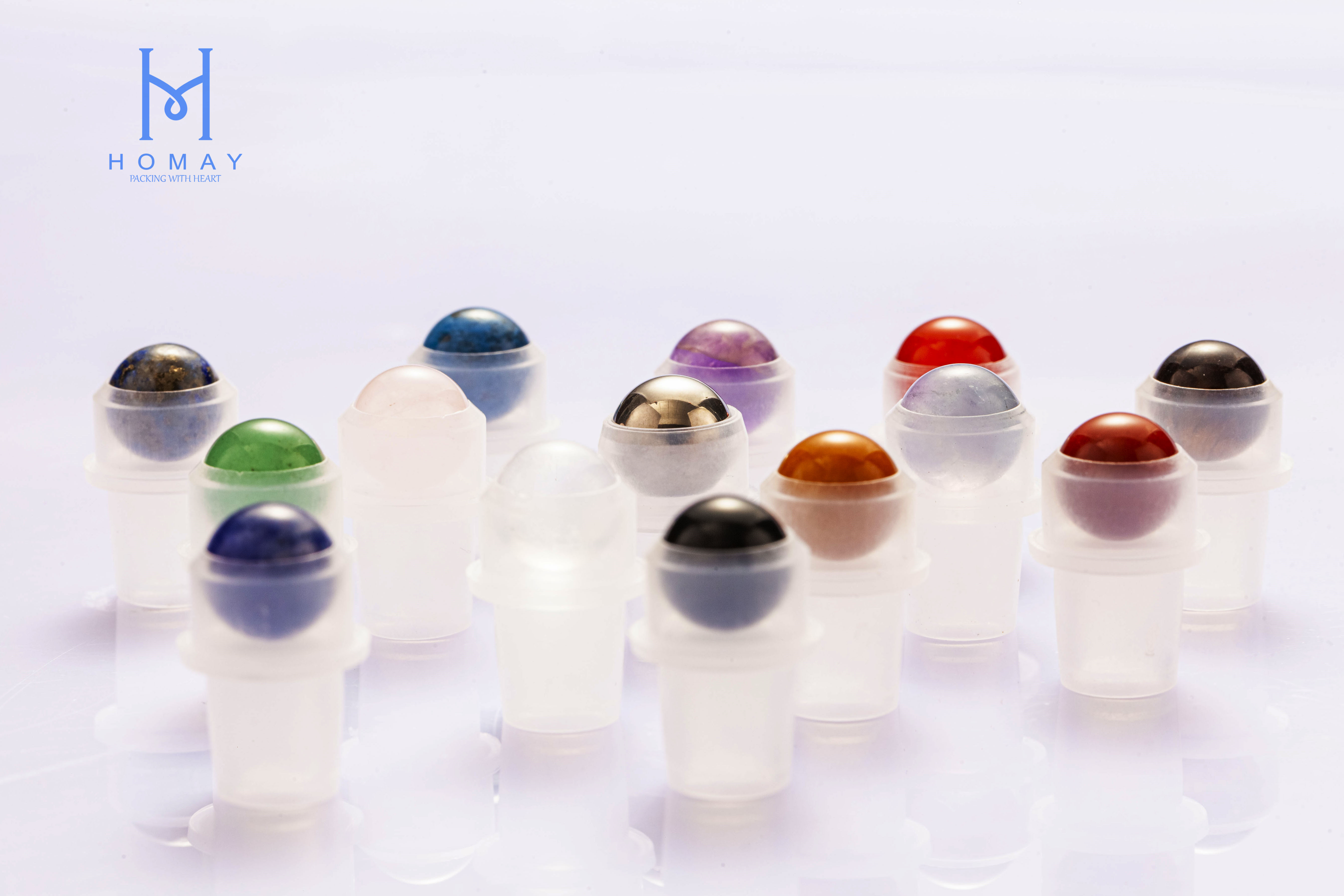 Empty cosmetic container roller bottle clear amber blue glass bottle perfume bottle