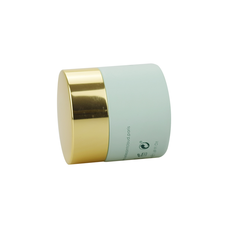 Empty cosmetic containers 20g 30g 50g frosted matte green salve ointment glass jar with shiny gold aluminum cap