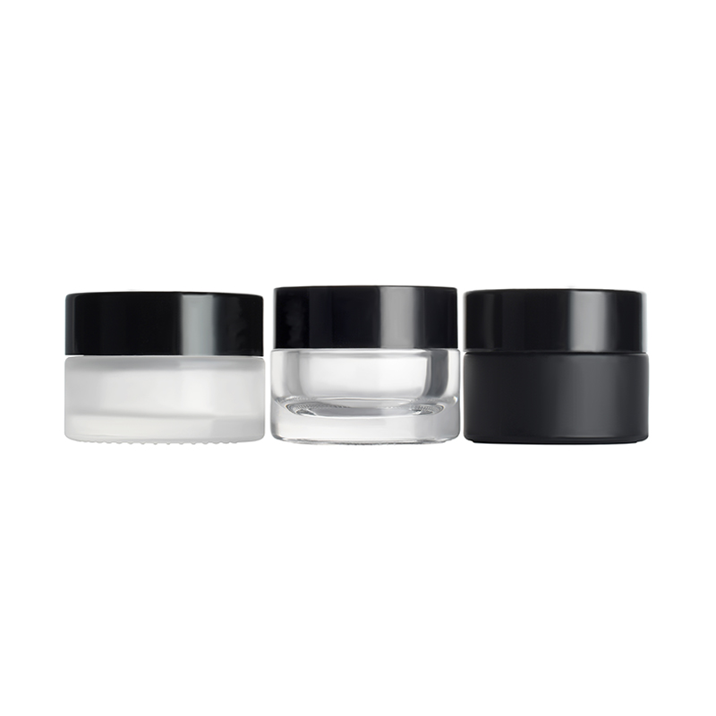Empty cosmetic cream jars 5g 10g 15g 20g 30g 50g 1oz 2oz glass face cream jar with gold silver black cap