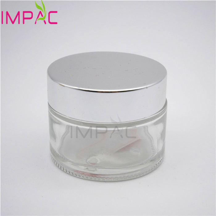 Empty cosmetic glass candle jar with metal lid 50g for butter jar