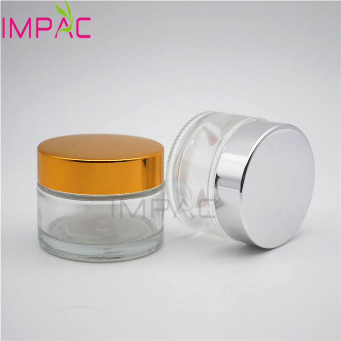 Empty cosmetic glass candle jar with metal lid 50g for butter jar