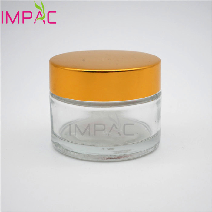Empty cosmetic glass candle jar with metal lid 50g for butter jar