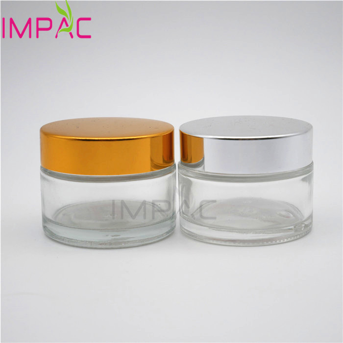 Empty cosmetic glass candle jar with metal lid 50g for butter jar