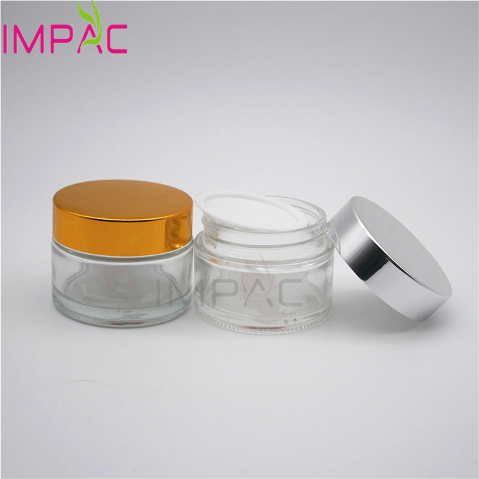 Empty cosmetic glass candle jar with metal lid 50g for butter jar