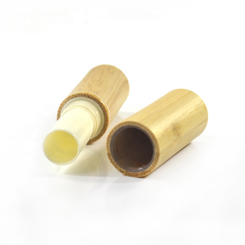 Empty cosmetic packaging 3ml 5ml bamboo lipstick tube with plastic inner
