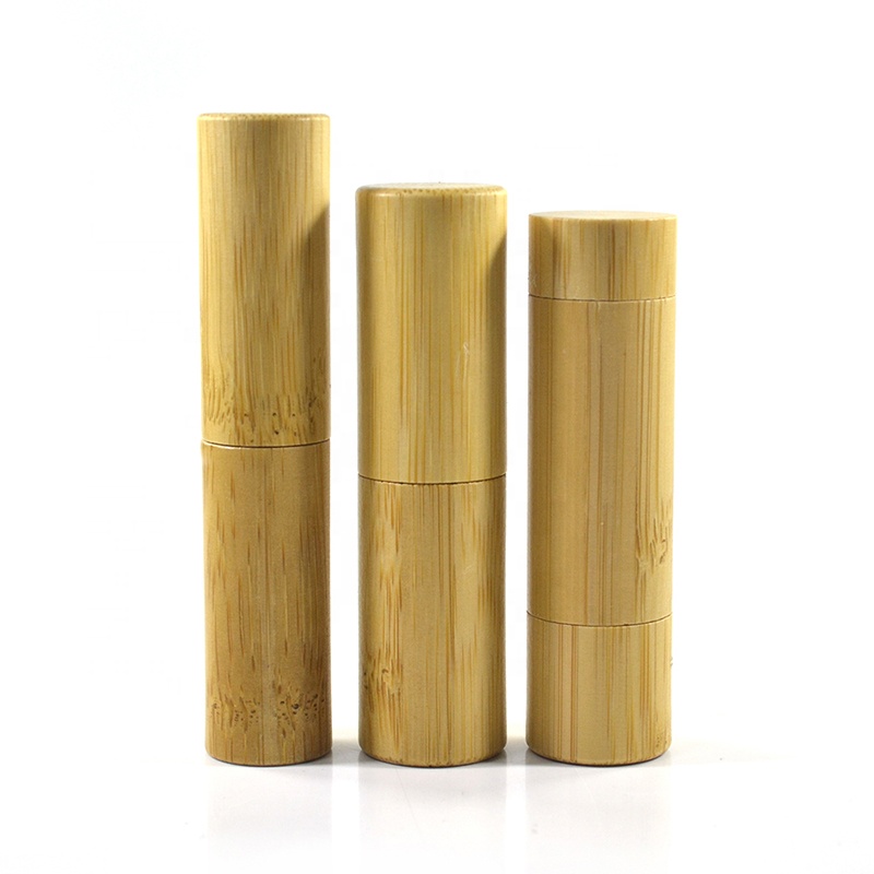 Empty cosmetic packaging 3ml 5ml bamboo lipstick tube with plastic inner