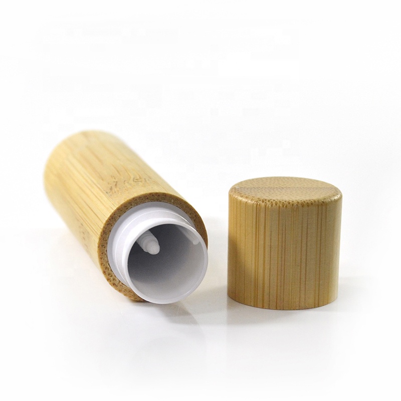 Empty cosmetic packaging 3ml 5ml bamboo lipstick tube with plastic inner