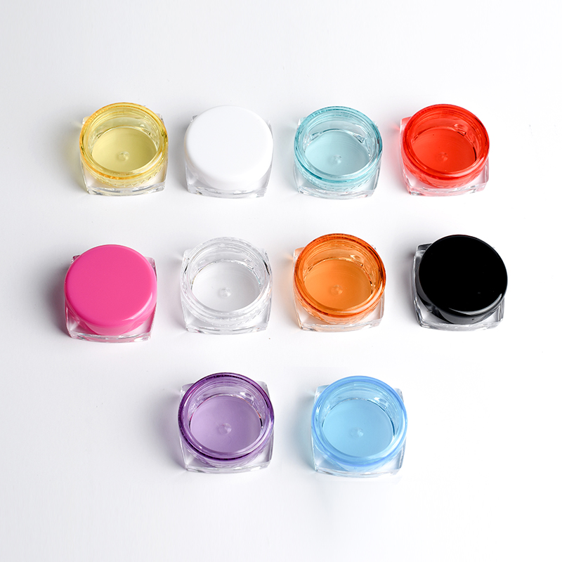 Empty cosmetic packaging containers 3g 5g 10g 20g clear plastic cream jar with colorful lid