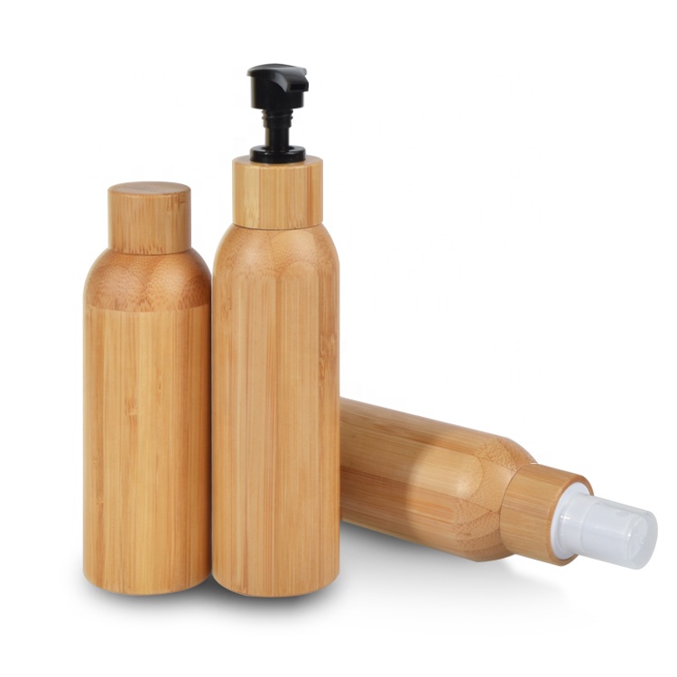 Empty cosmetic packaging set 30ml 50ml 100ml 120ml 150ml glass cream lotion serum bamboo cosmetic bottles and jars