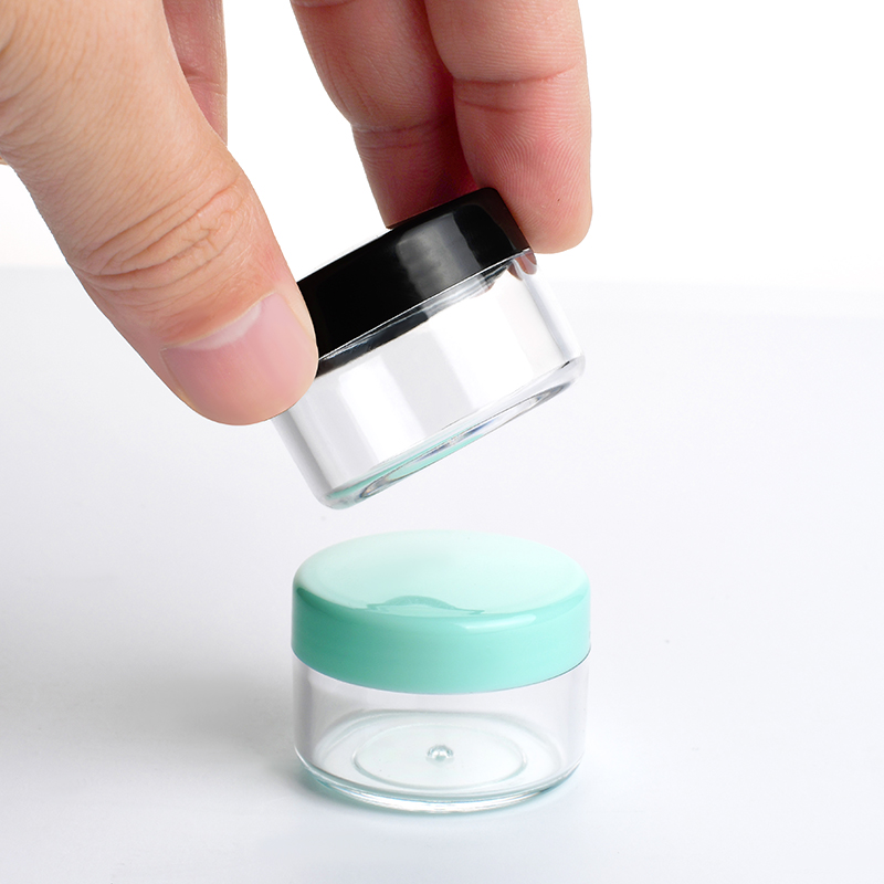 Empty cosmetic packaging skin care cream containers 3g 5g 10g 20g clear plastic cream jar with colorful lid