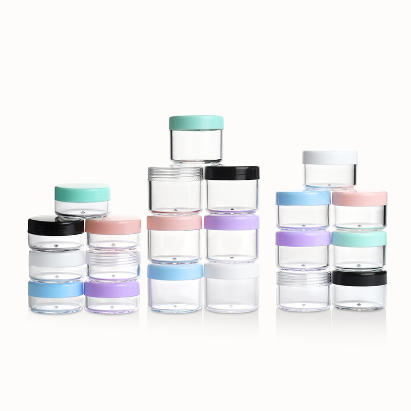 Empty cosmetic packaging skin care cream containers 3g 5g 10g 20g clear plastic cream jar with colorful lid