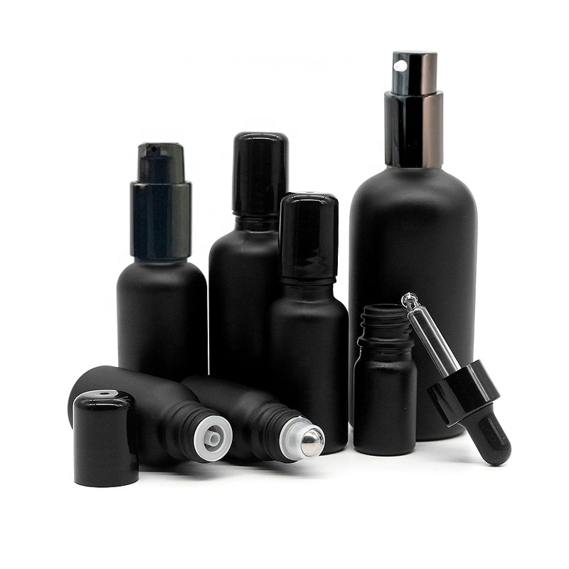 Empty cosmetic packaging type honey black matte lotion bottle