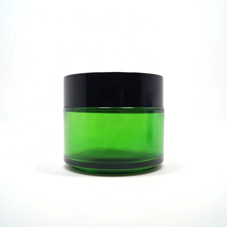 Empty cosmetic packing clear amber green black 30ml 50ml 100ml frosted face eye cream cosmetic glass jar with aluminum lid