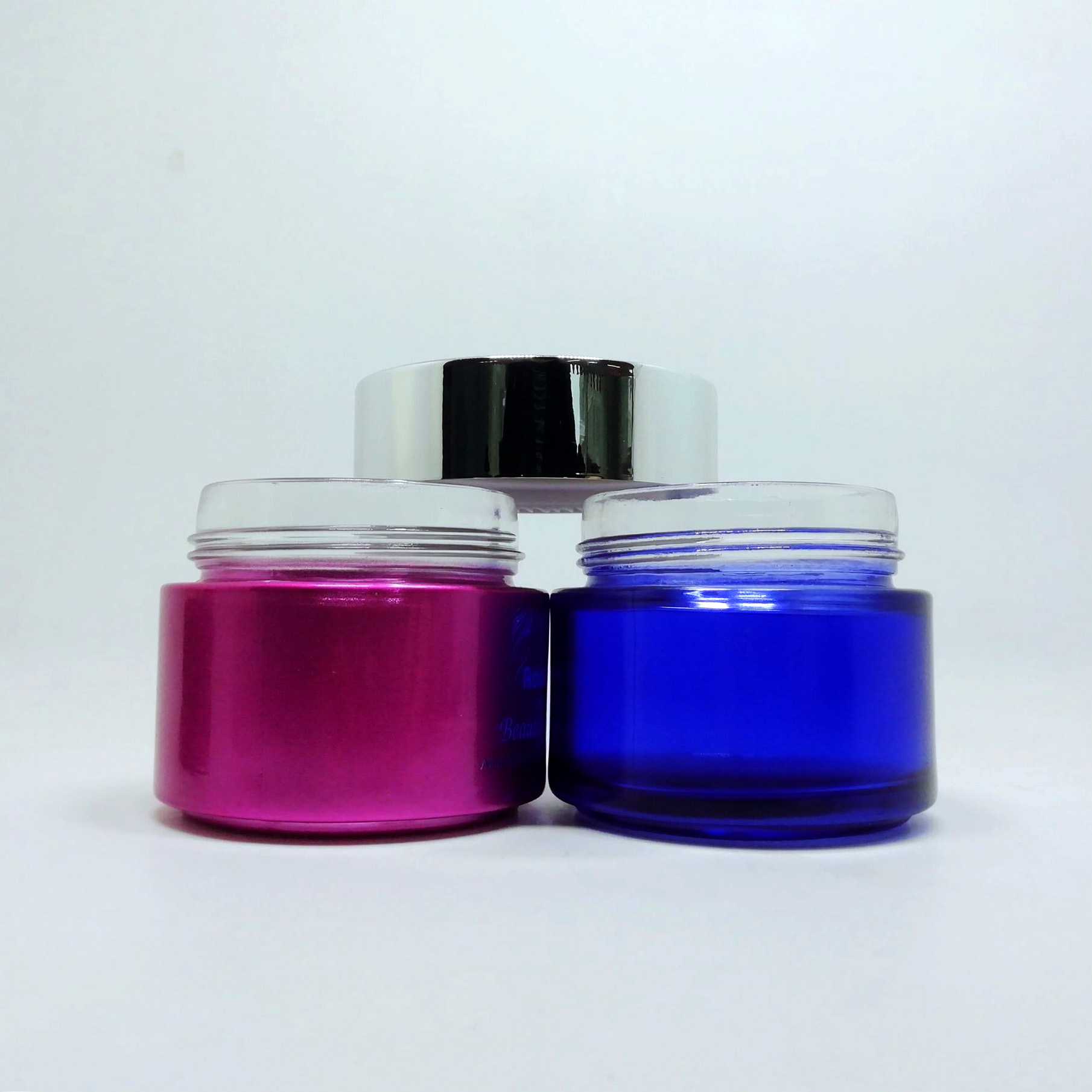 Empty cosmetic packing clear amber green black 30ml 50ml 100ml frosted face eye cream cosmetic glass jar with aluminum lid
